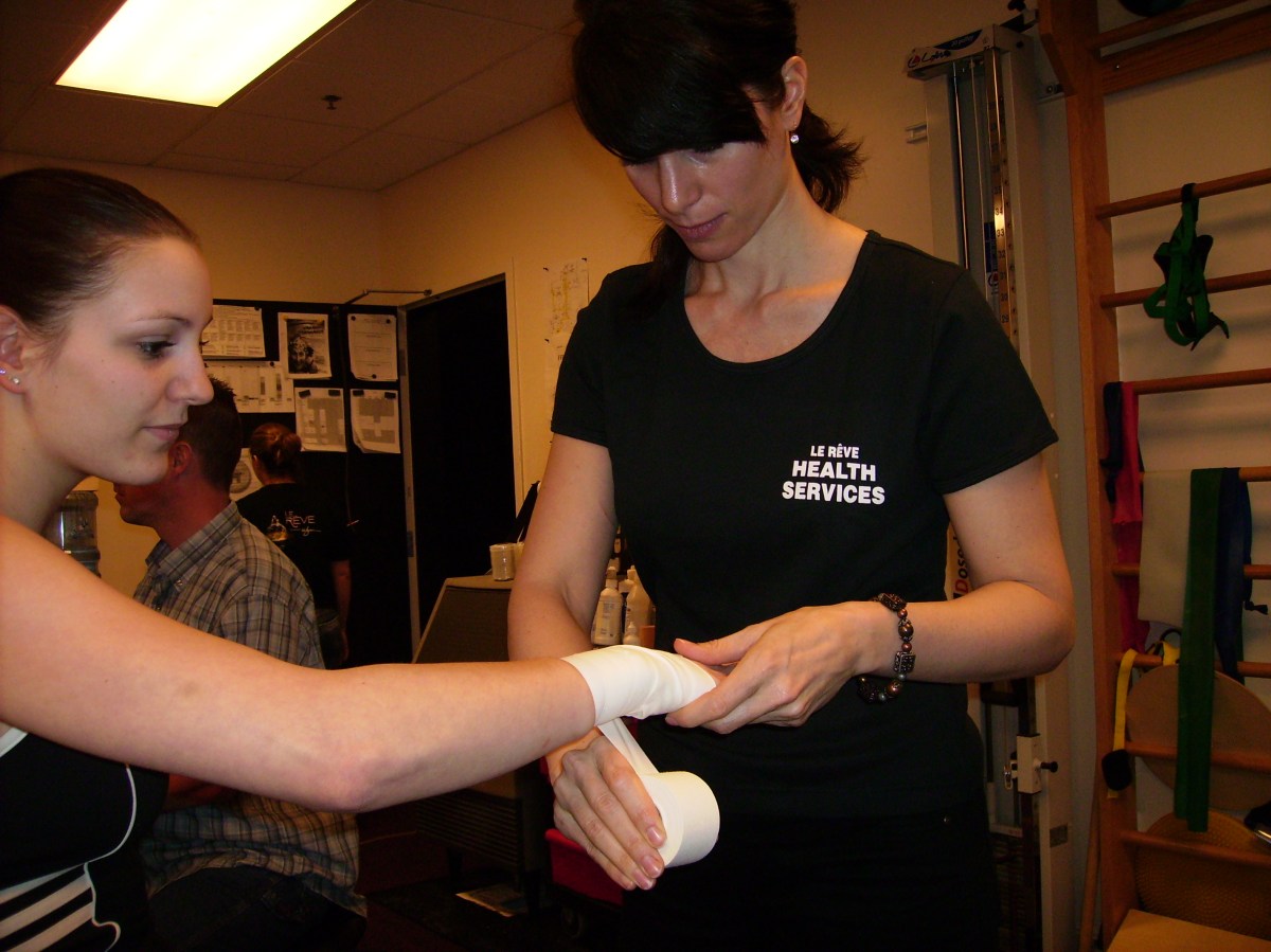 Backstage care of acrobat at "Le Reve"